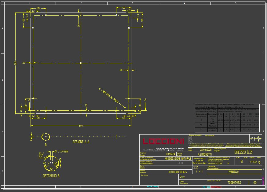 Test bench technical drawing
